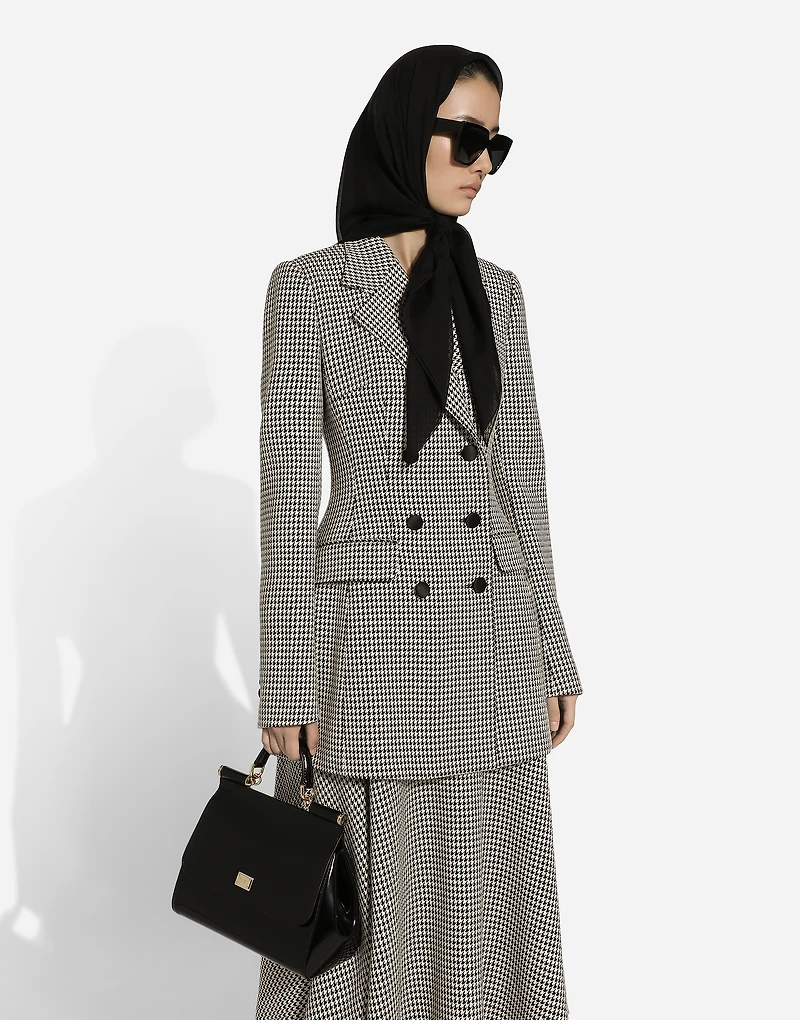 Double-breasted houndstooth jacket