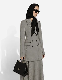 Double-breasted houndstooth jacket