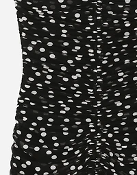 Short draped tulle dress with polka-dot print