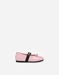 Patent leather ballet flats with bow