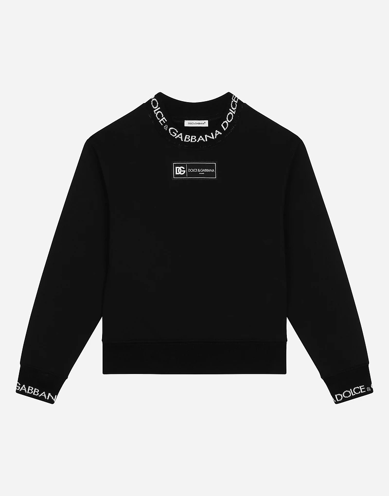 Jersey sweatshirt with logo label