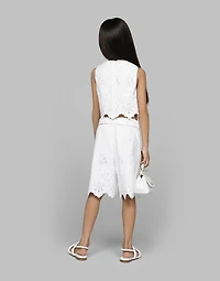 Poplin and broderie anglaise shorts