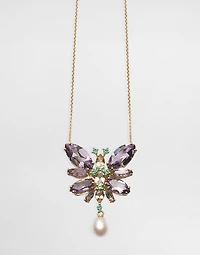 Butterfly Necklace 18-carat yellow gold and amethysts