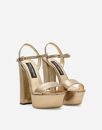 Foiled craquelé calfskin platform sandals