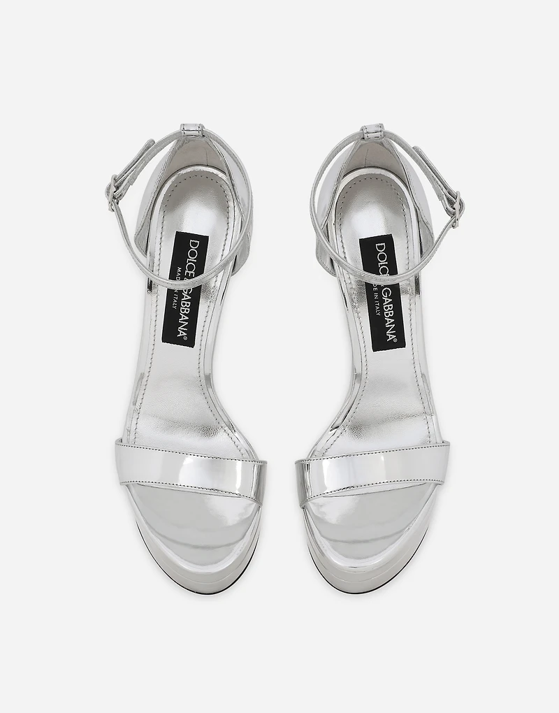 Mirrored-effect calfskin platform sandals