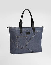 Medium shopper in patchwork denim