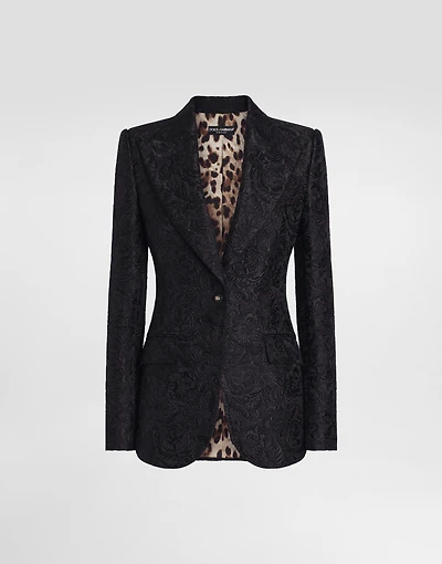 Single-breasted floral quilted jacquard Turlington jacket