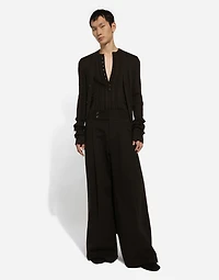 Tailored cotton pants with darts
