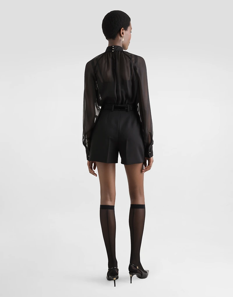 Chiffon blouse with flower detailing