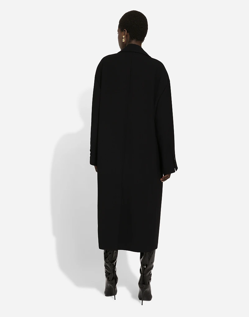 Oversize coat double wool crepe
