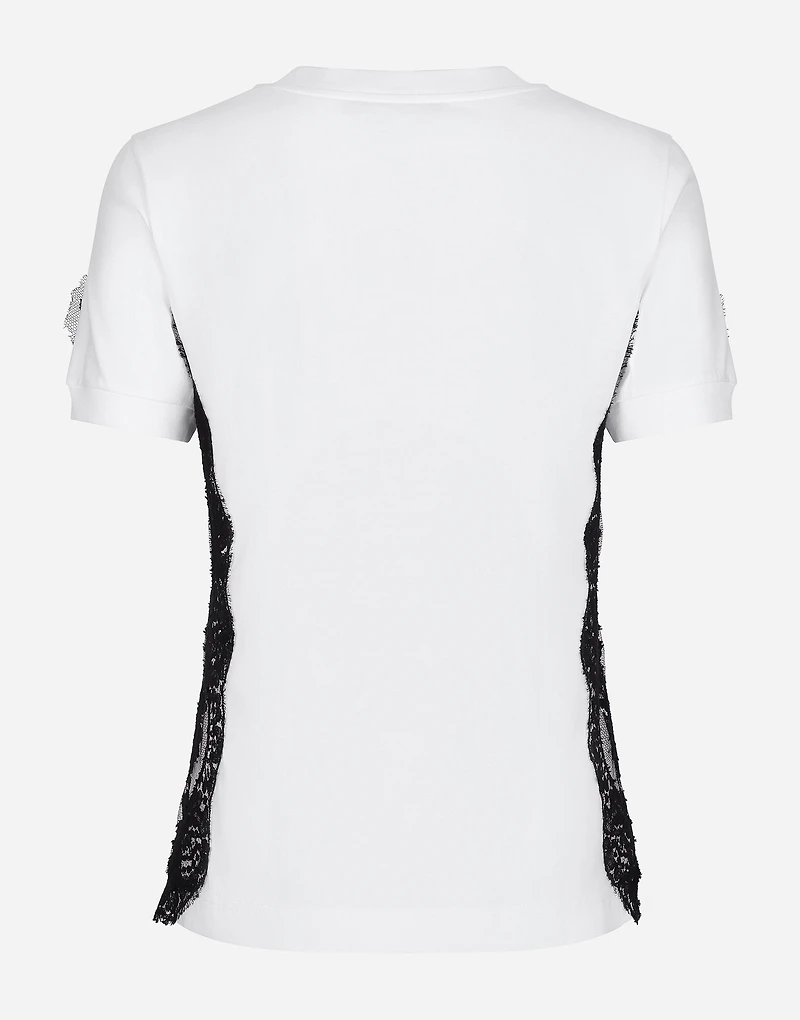 Jersey T-shirt with DG logo and lace inserts