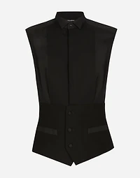 Sleeveless cotton tuxedo shirt
