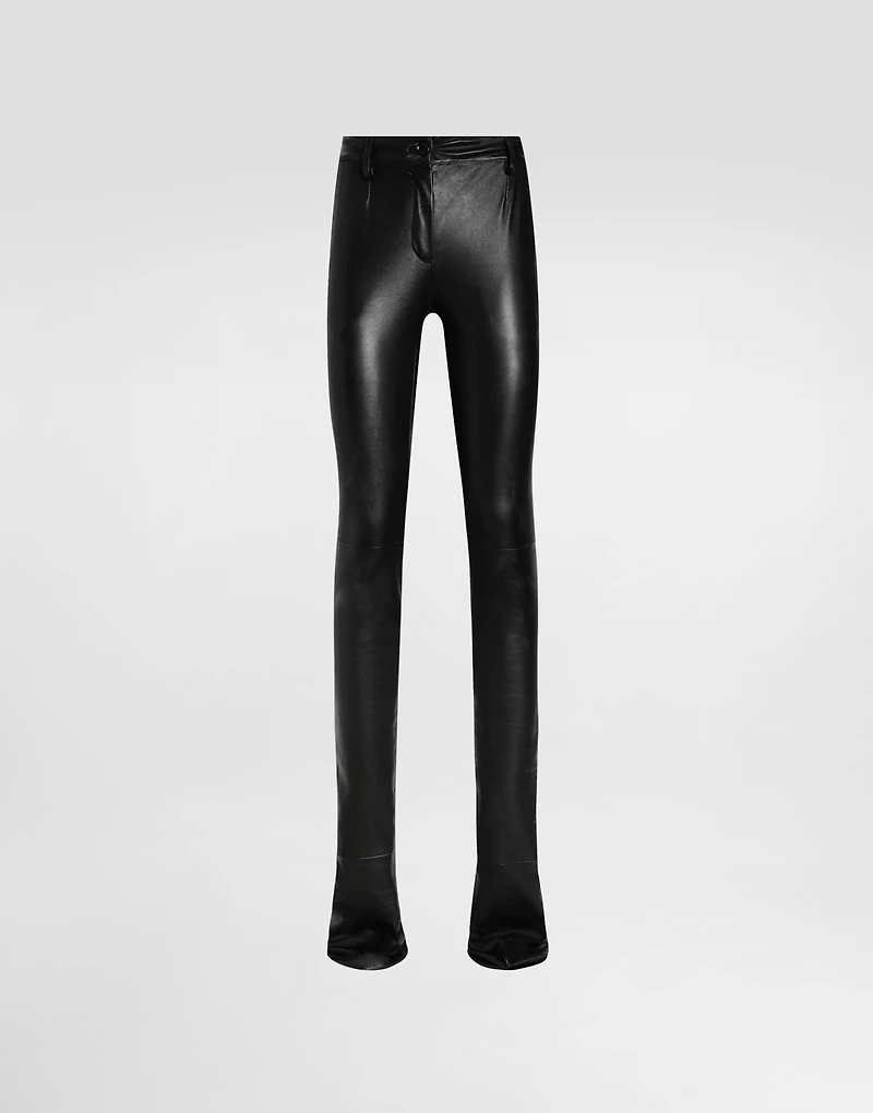 Stretch nappa leather trousers