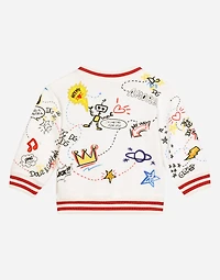 Round-neck jersey sweatshirt with DG design print and patches