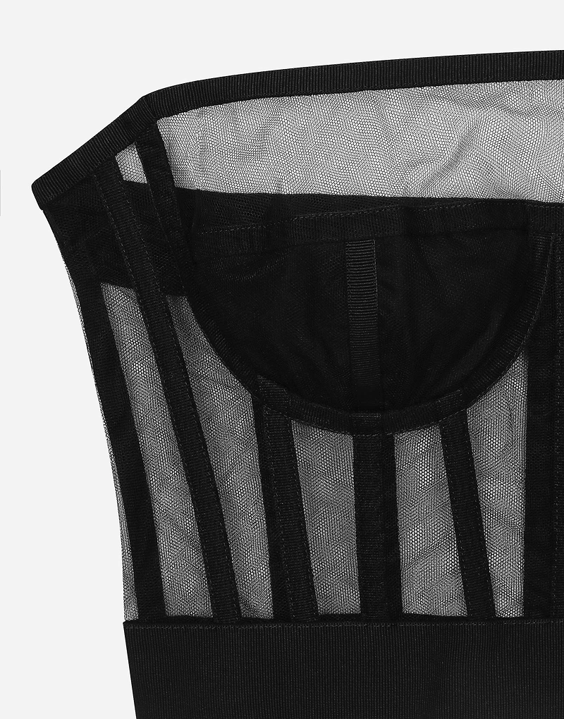 Tulle bustier top with boning