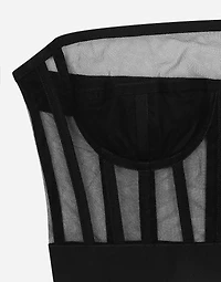 Tulle bustier top with boning