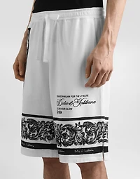 majolica-print double piqué bermuda shorts