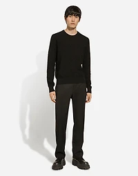 Silk round-neck sweater with all-over DG logo