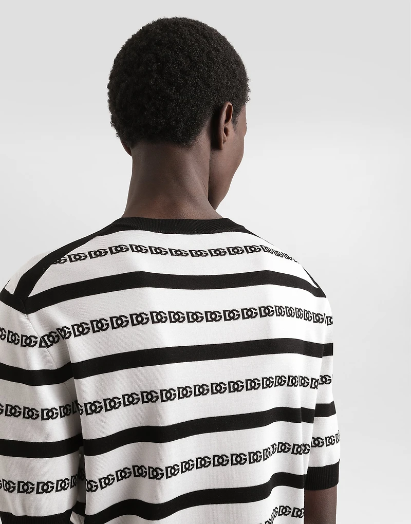 Silk crew-neck pullover with logo