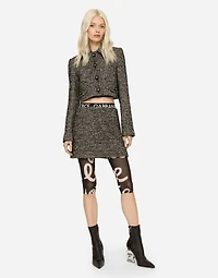 Cropped speckled tweed jacket
