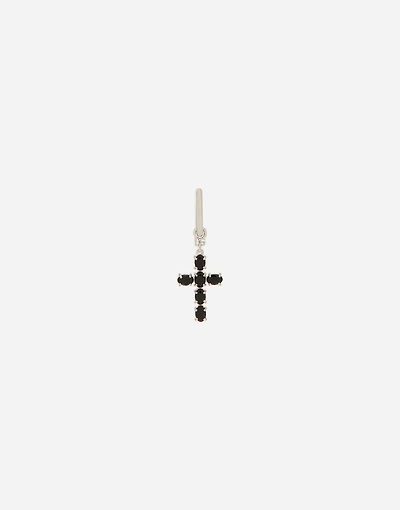 single cross earring with “DNA” rhinestones