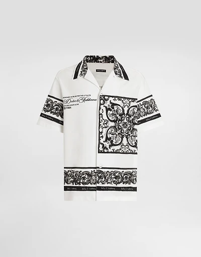 Majolica-print hawaii double piqué shirt