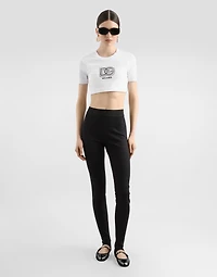 Technical jersey leggings with branded elastic