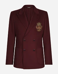 Double-breasted wool and cashmere jacket with DG patch