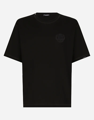 Cotton T-shirt with logo embroidery