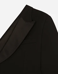 One-shoulder wool gabardine jacket