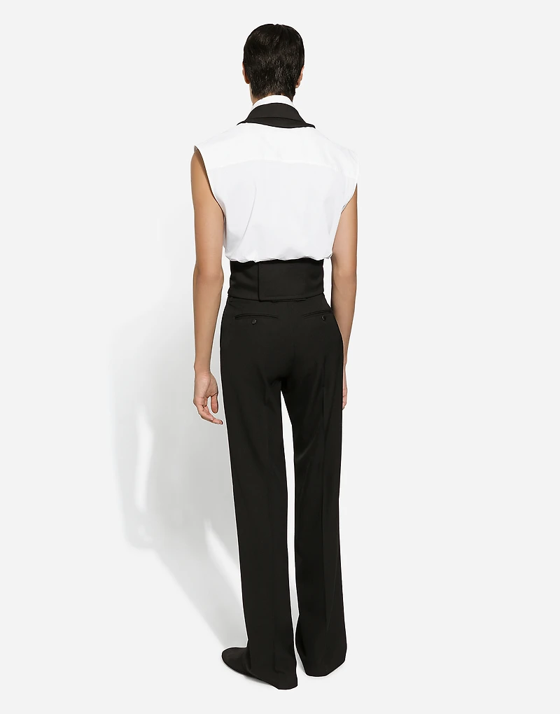 Straight-leg wool pants