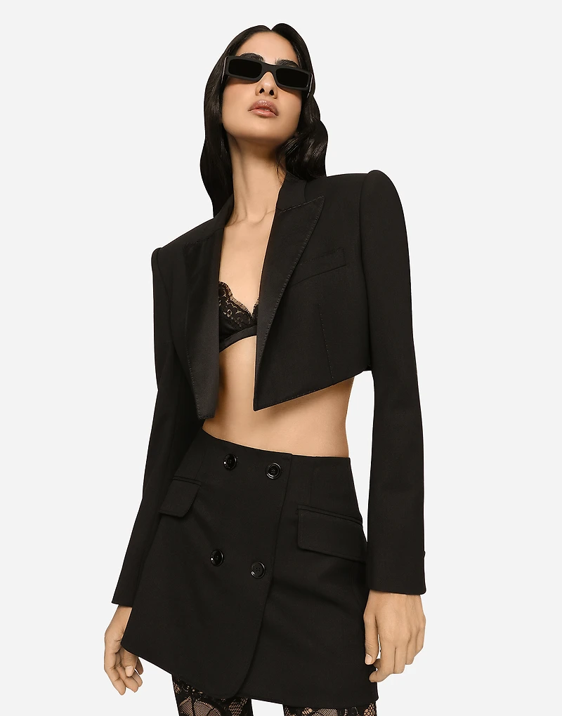 Twill mini wrap skirt