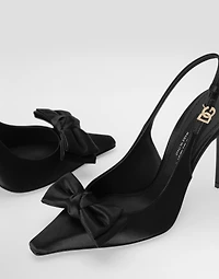 Satin slingbacks with bow detail