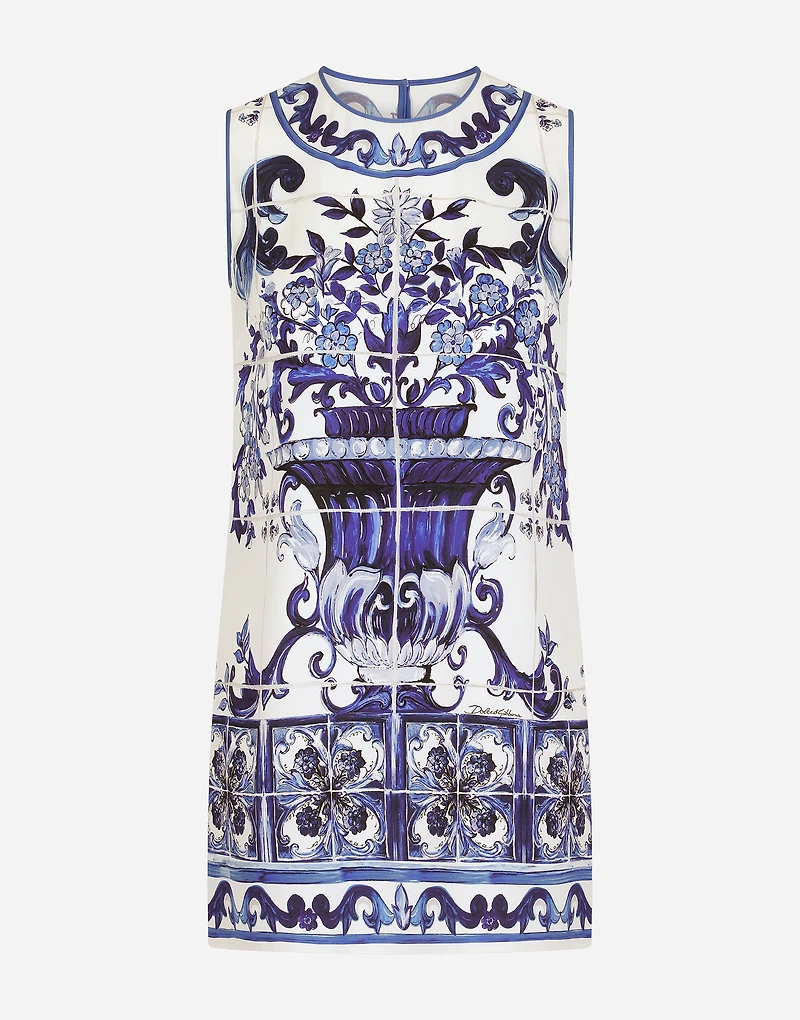 Majolica-print charmeuse top