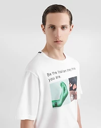 Cotton T-shirt with hand and coffee print