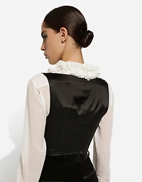 Double-breasted wool waistcoat with round neck