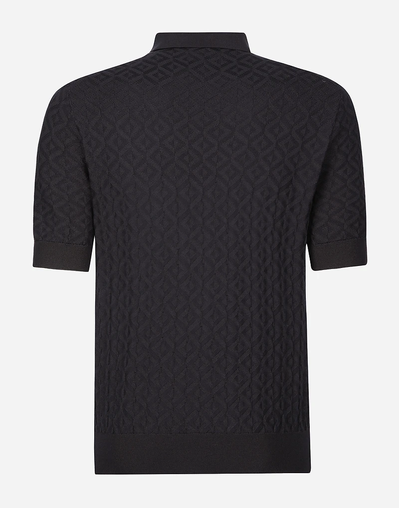 Short-sleeved silk polo-shirt