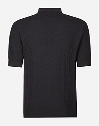 Short-sleeved silk polo-shirt