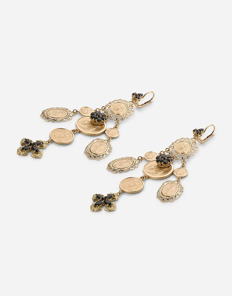 Sicily Earrings 
 18-carat yellow gold and black sapphires