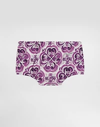 Majolica-print sleeveless cotton poplin dress