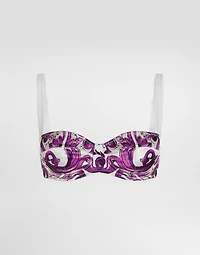 Majolica-print satin stretch bra