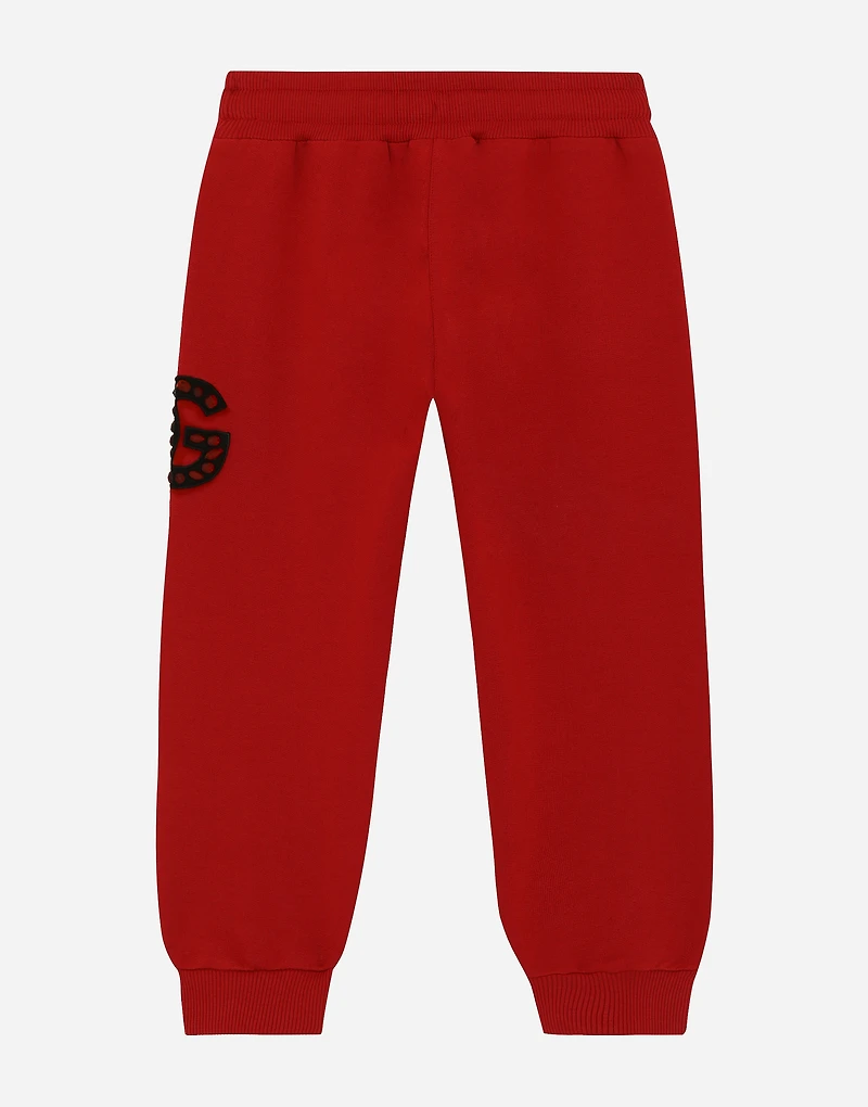Jersey jogging pants with logo patch