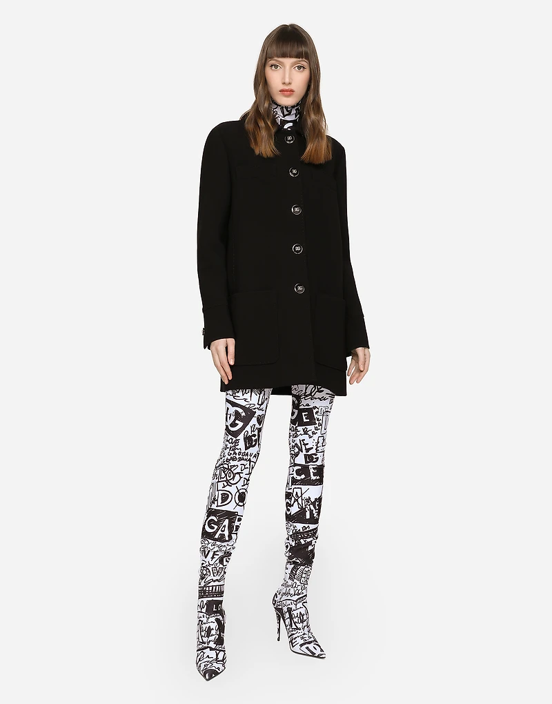 Double crepe peacoat with galalith buttons