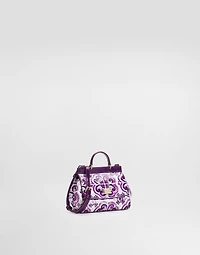 Majolica-print Sicily handbag in polished calfskin