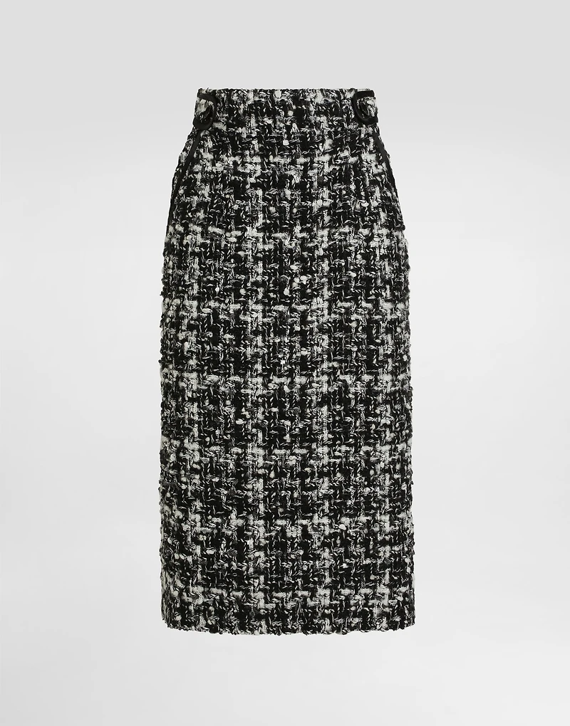 Wool blend check skirt