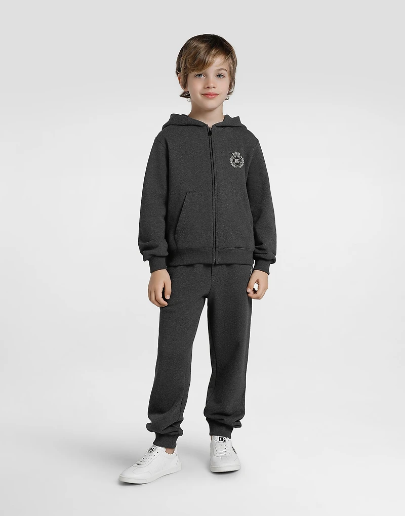 Cotton hooded sweatshirt with DG araldico patch