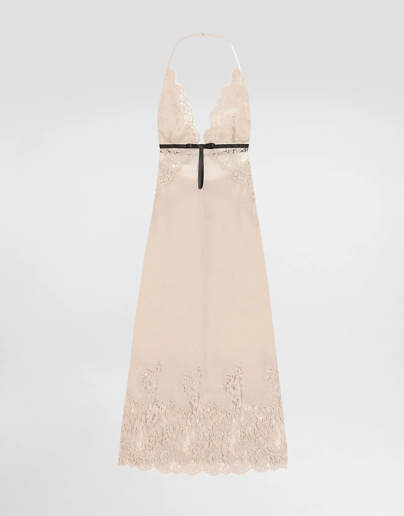 Georgette slip dress with lace details