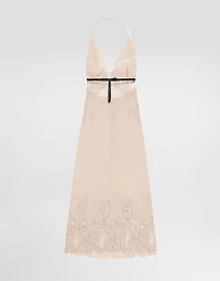 Georgette slip dress with lace details