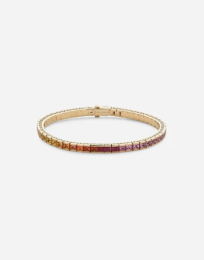 Rainbow Bracelet 18 carat yellow gold and multicolored sapphires