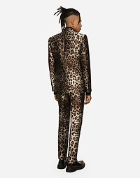Double-breasted leopard-design jacquard Sicilia-fit suit